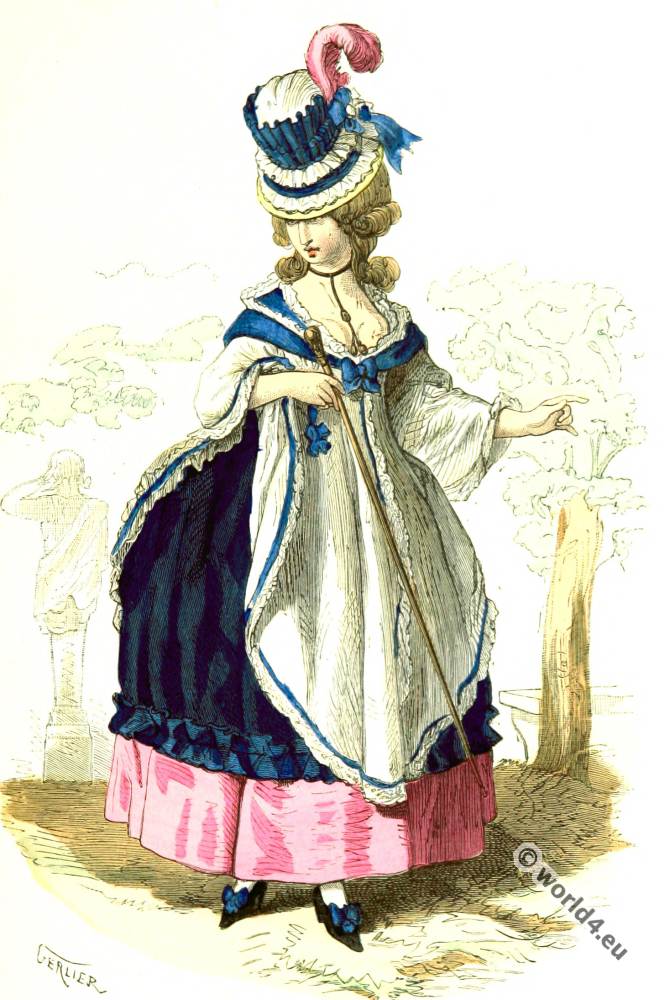 Bourgeois woman of Paris in street costume at the end of the 18th century.