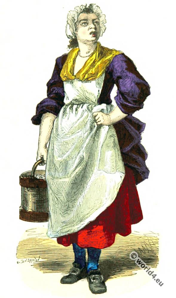Walnut Saleswoman from Paris. Costume of 1774.