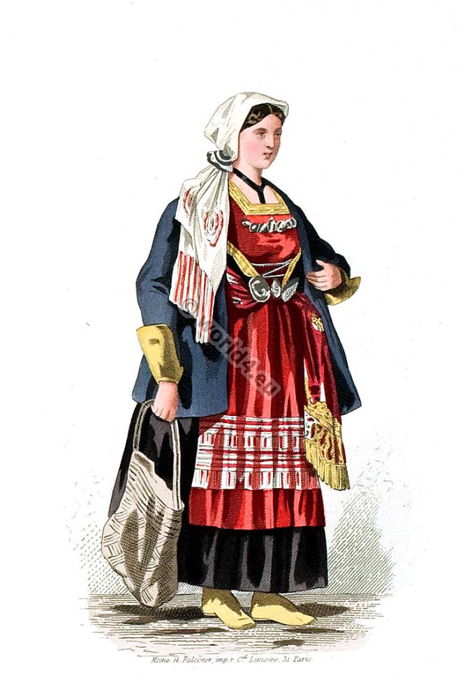 Woman costume from Moravia 1837.