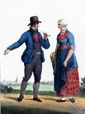 Farmer costumes. Leiden. Traditional Dutch costumes, Hendrik Greeven, Théodore Ferdinand Vallon de Villeneuve,