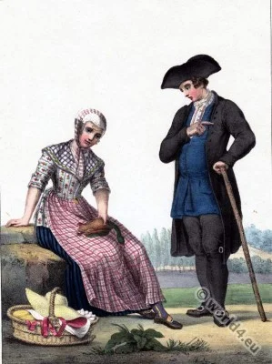 Peasant farmer, Traditional Dutch costumes, Hendrik Greeven, Théodore Ferdinand Vallon de Villeneuve, Walcheren, Zeeland Province