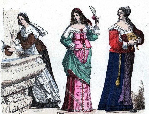 Chambrière. Dame en petite Toilette. Bourgeoise. la mode baroque. 16ème siècle costumes.