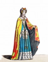 Mode féminine du Moyen Age. Noble anglaise. 13ème siècle.