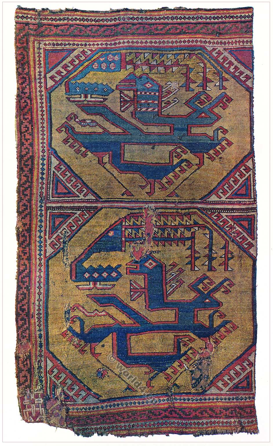 Oriental carpet. 15th century. Caucasus. Asia Minor. Phoenix