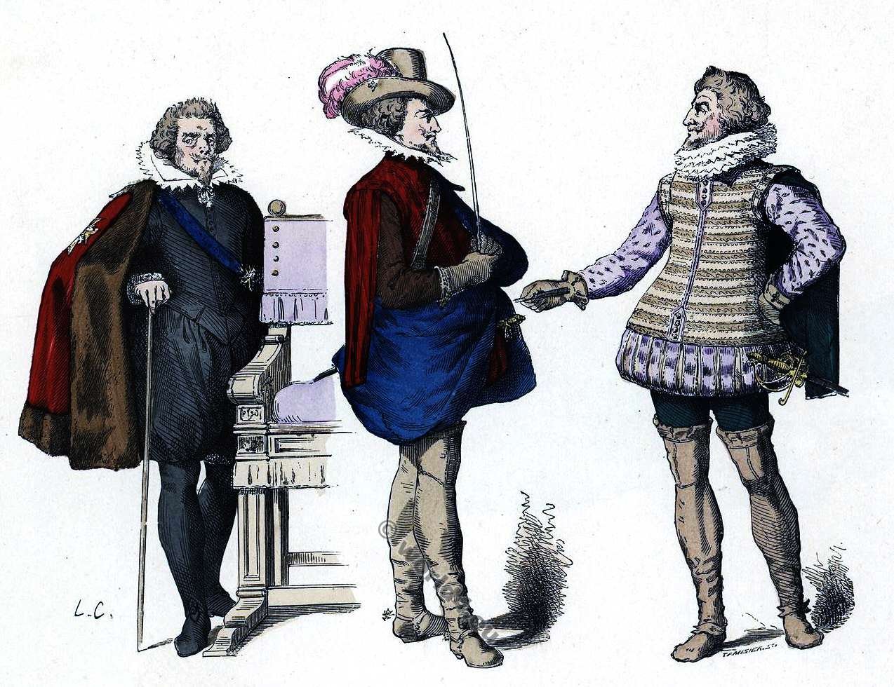 The costumes of the aristocracy. The kings of fashion. France 17th century.