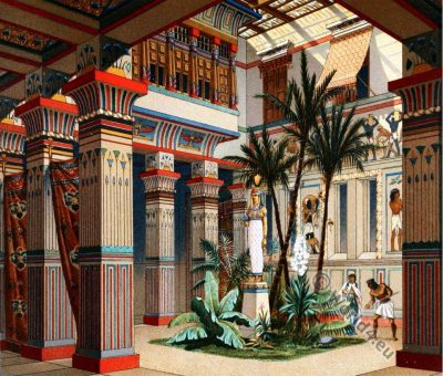 Egyptian costume history, fashion history, Egypt Ancient architecture, Casa egipcia, Auguste Racinet
