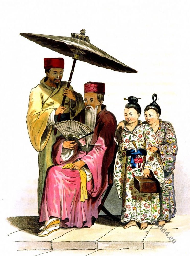Okinawa, Japan. Loo Choo Chief. Historical Asian costumes.