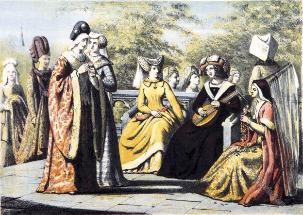 15th century clothing, Dutch noble women, Burgundian fashion,