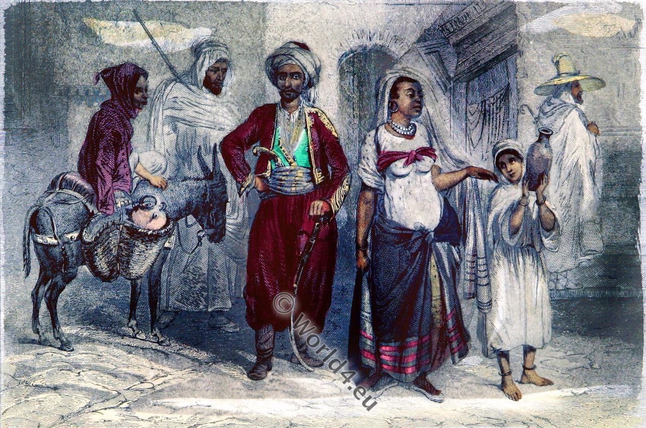 Historical Berber costumes from Morocco, 1862.