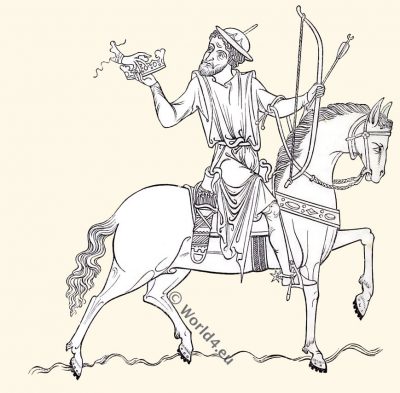 Knight, 13th century, Illuminated MS.,Apocalypse, middle ages, horse,