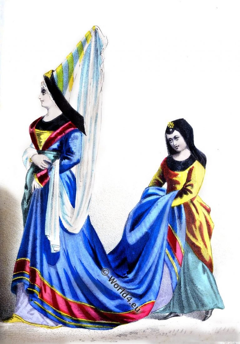 French lady of rank. 15th century nobility costume.
