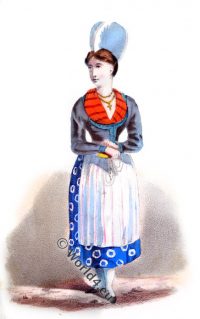Costume of women and young girls in the Canton Schwyz