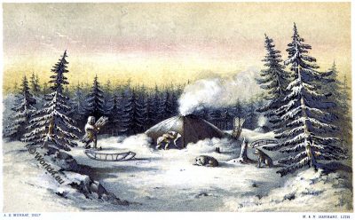 winter lodges, Native American, Native indian, Gwich'in, Gwitchin, Saviah, Alaska, Kutchin, Kutcha-Kutchi