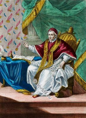 Roman Pope, chamber clothes, costume, illustration, catholic, 18th, century, costume history