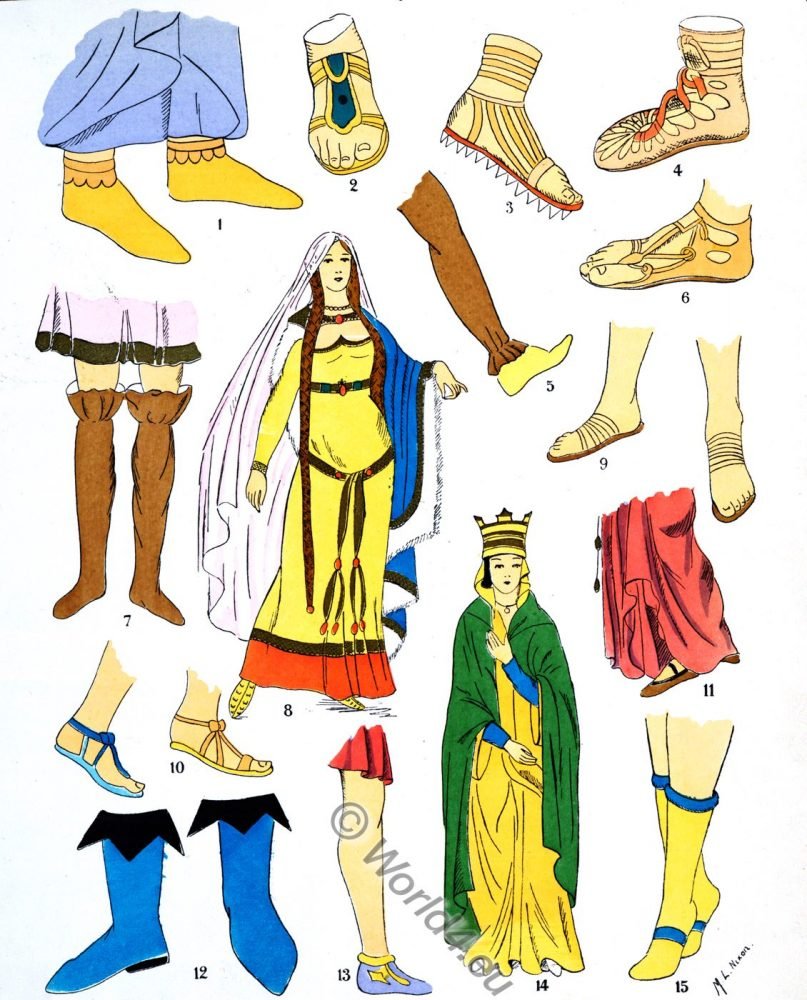 Ancient Gallic Footwear. Merovingian fashion history