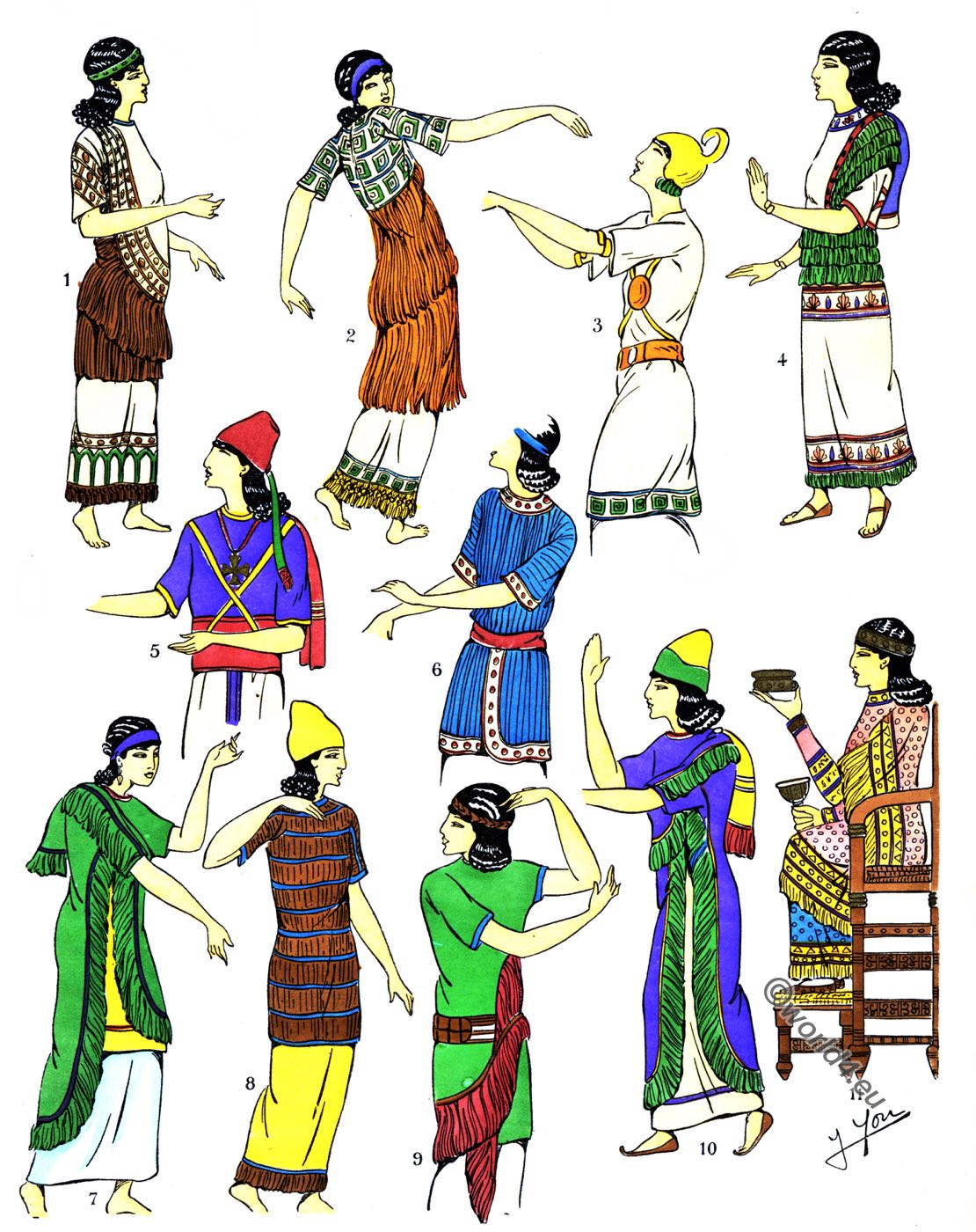 Assyrian Blouses and Ensembles. Costumes common to both sexes.