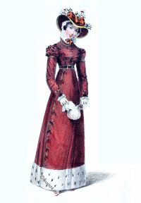 Promenade dress. London Regency fashion 1824.