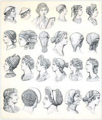 Roman headgear and hairdos of antiquity.