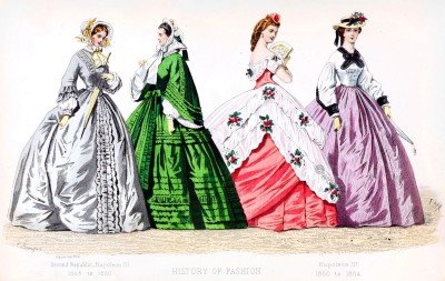 France. Fashion during the Second Republic. 1848 to 1864.