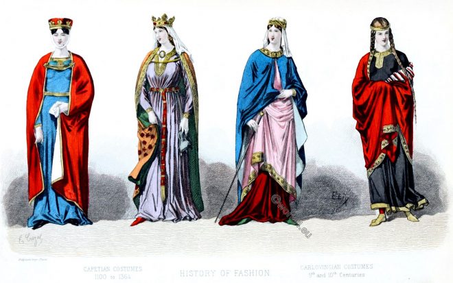 Carolingian, Capetian, costumes, fashion, history, middle ages,