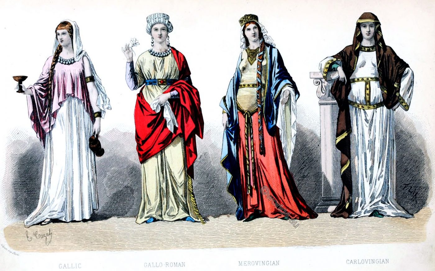 Gallic, Merovingian, Carlovingian, Fashion, History, costumes