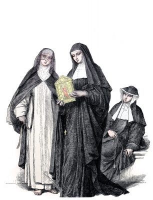 Types of nuns. Habit of different orders. Ecclesiastical Monastic orders.