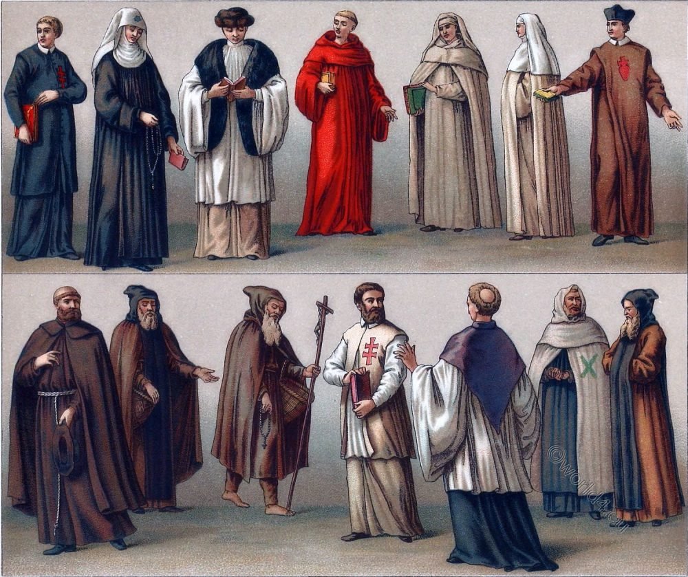 Types of nuns. Habit of different orders. Ecclesiastical Monastic orders.