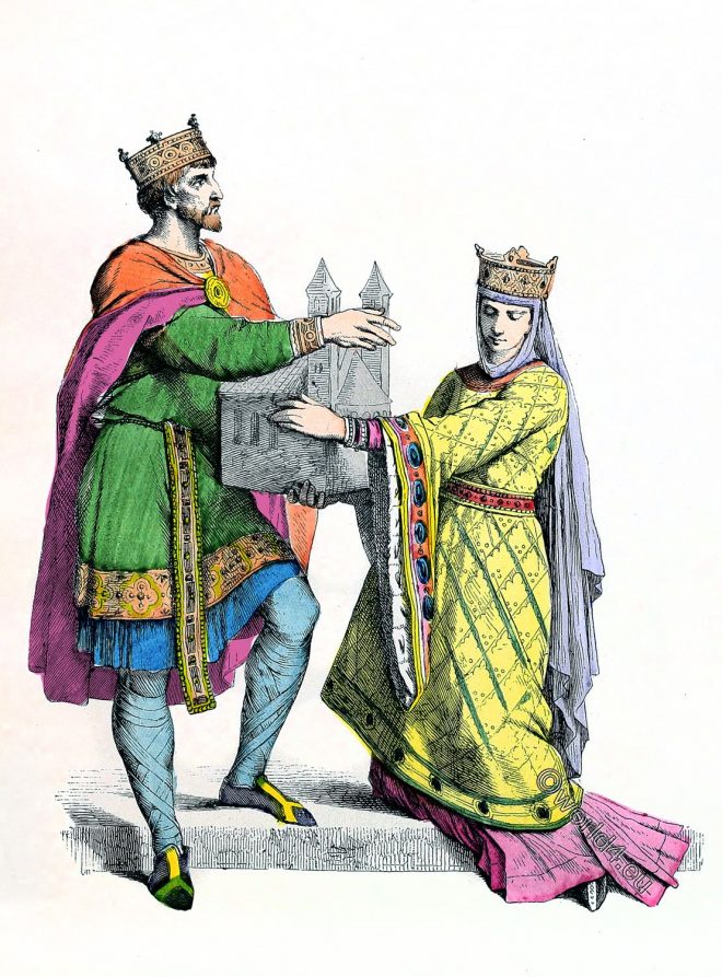 costumes, frankish, king, queen, middle ages, fashion, germany
