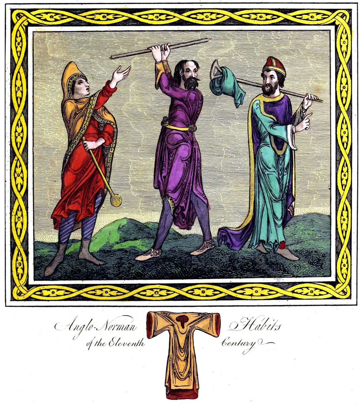 Joseph Strutt, Anglo-Norman, Habits, 11th Century, England, Middle ages, costumes