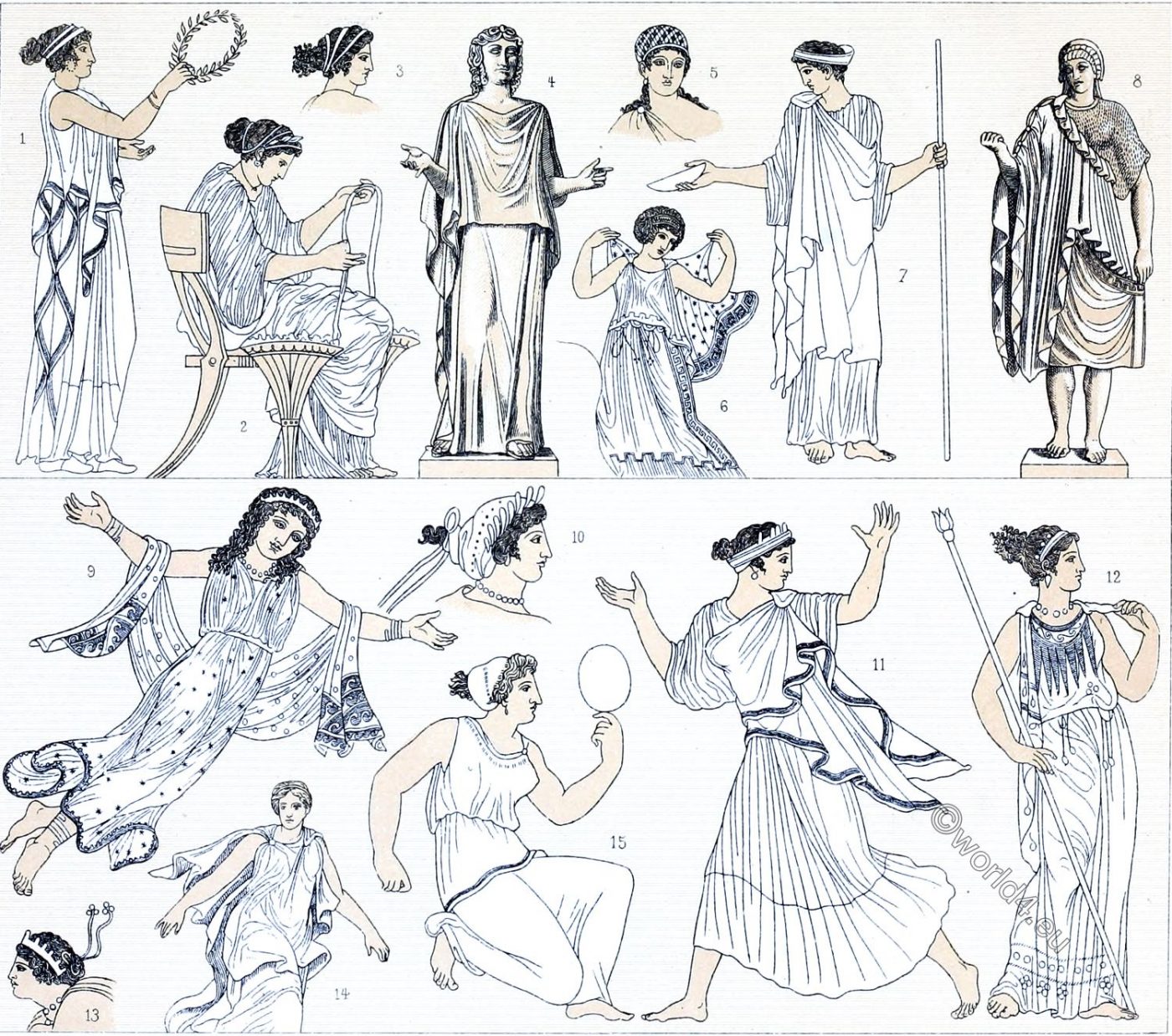 Greece, costumes, Endymata, epiblemata, Antiquity, fashion, chiton, greek, costumes
