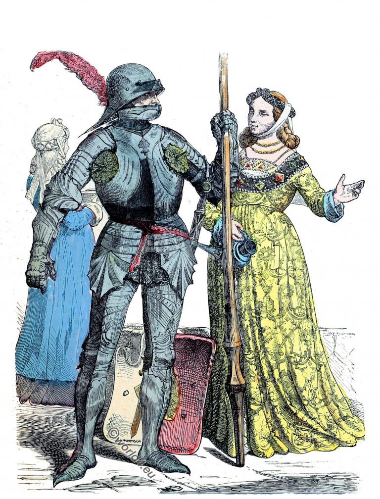 German Knight And Noblewoman Of The 15th Century.