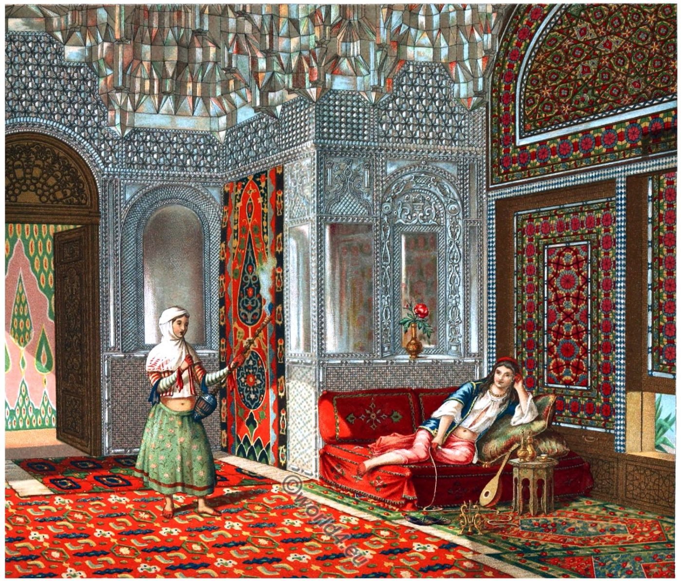 Persia, Persian, room, wooden building, Interieur, Architecture, islamic art, pleasure house
