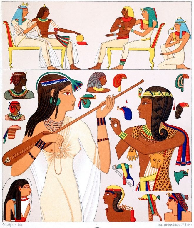 Egyptians, ancient, dresses, headgear, Wigs, Hairstyles, Make-up, garments