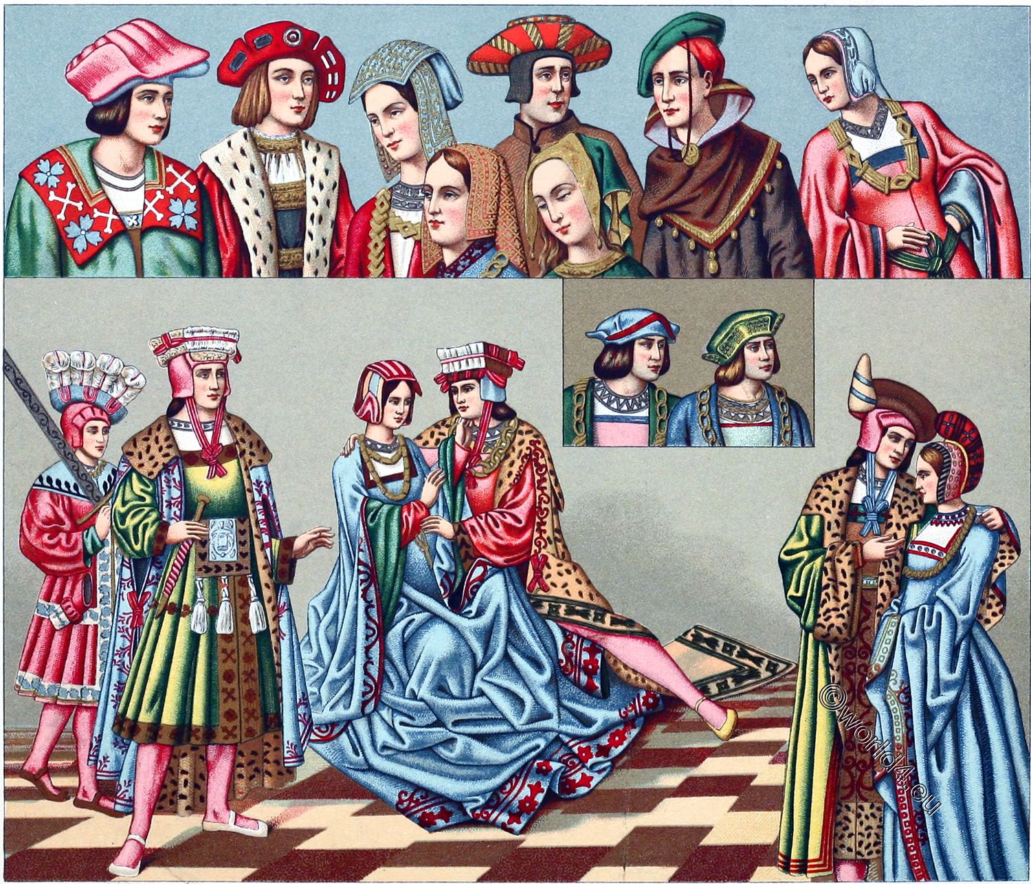 Costumes Of State, 1485-1510. French Clothing & Dress. Headdresses.