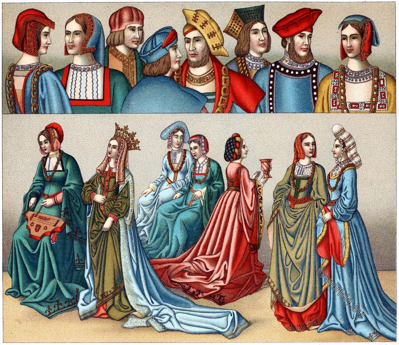 France, fashion, Middle Ages. history, Medieval, 15th century, costumes,