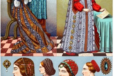 Female costumes, Renaissance, Italy, 16th century, clothing, dress, headgear, Auguste Racinet,