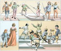Costumes of Venice. The Venetian gondoliers. Dwarves and jesters.