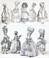 Extravagance of clothes and hairstyles during the rococo period.