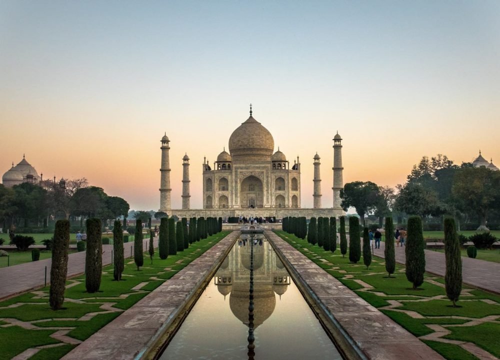 The Taj Mahal at Agra. Mausolem of Mumtaz Mahal and Shah Jahan.