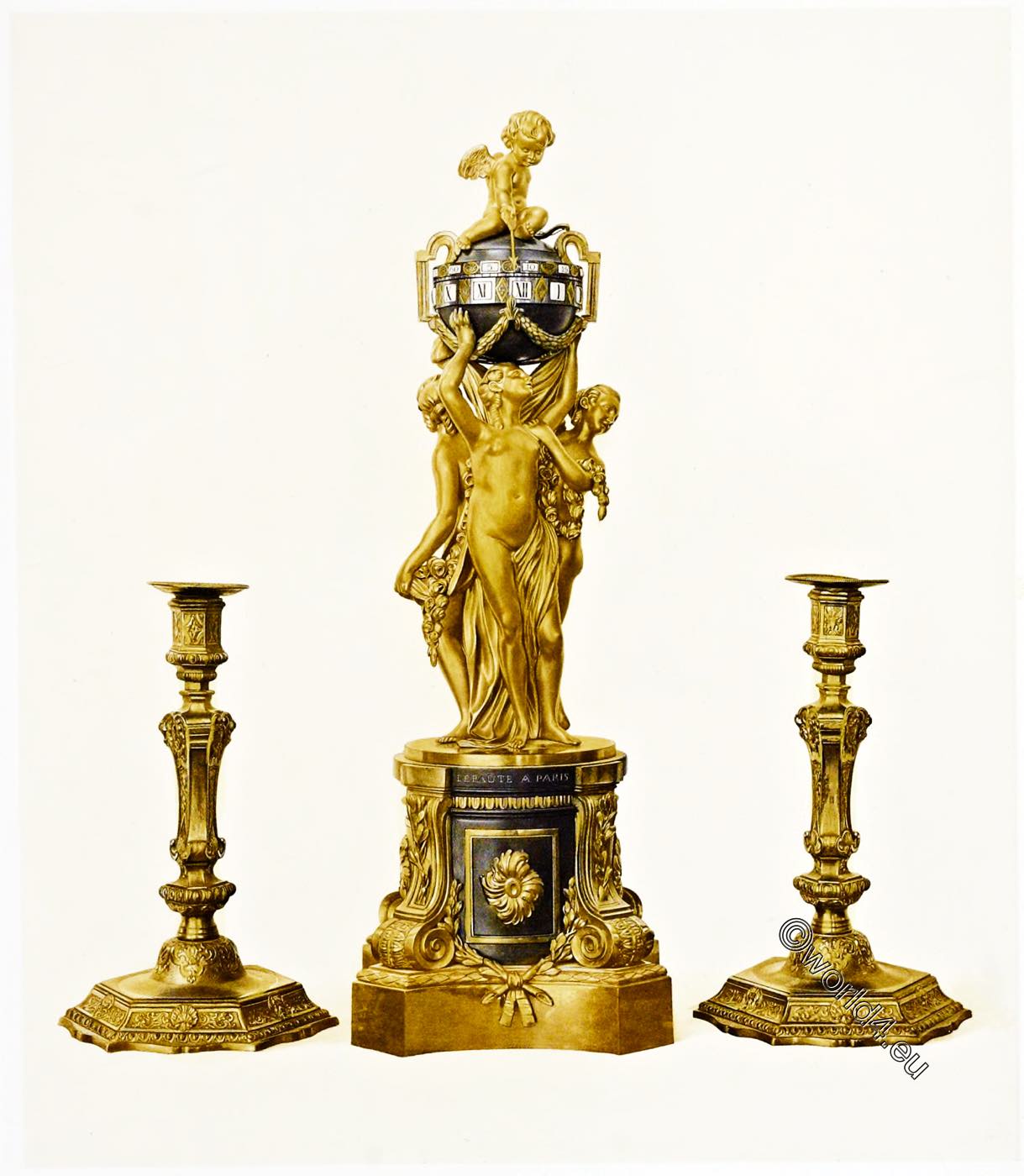 Pendulum clock gilded bronze. Lighters Epoch of regency.