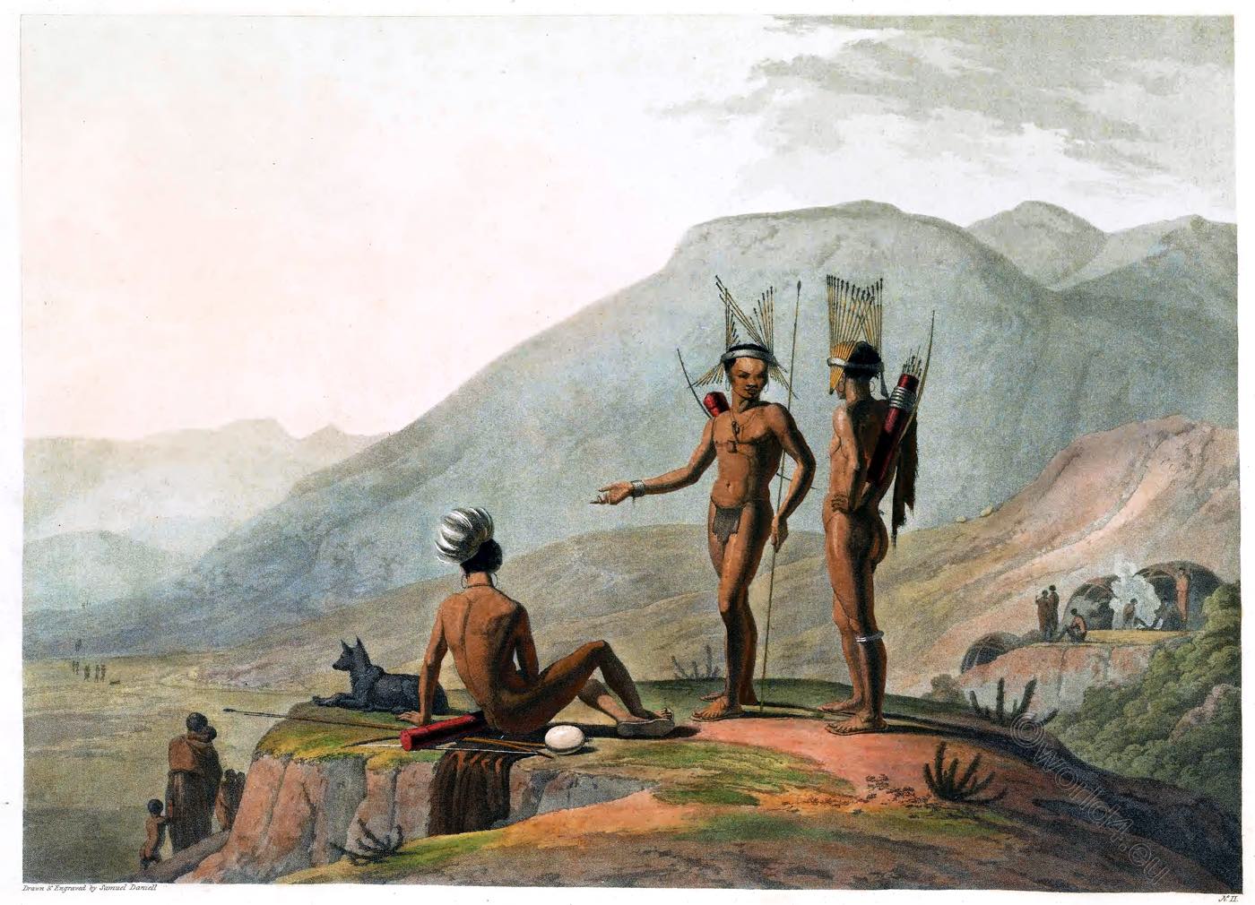 Armed San men about to set oﬀ on an expedition. Khoisan Peoples.
