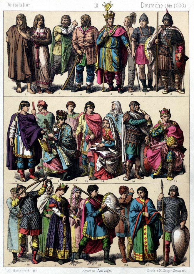 Germans, clothing, Goths, Lombards, Merovingians, Carolingians, Middle Ages