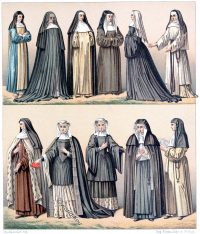 Costumes of Religious Orders. Habits of various nuns. France 19th c..