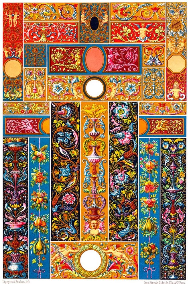 Ornaments, Auguste Racinet, Renaissance, Paintings, Frescoes, Manuscripts
