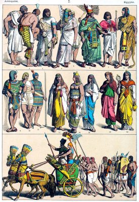 Ancient Egyptian costume and fashion history. Decoration & coloring.