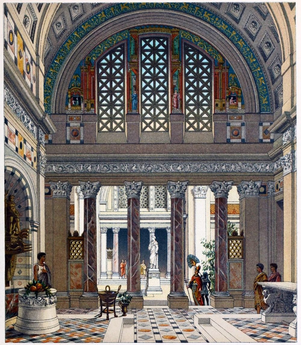 The Atrium. Interior of an ancient Roman palace.
