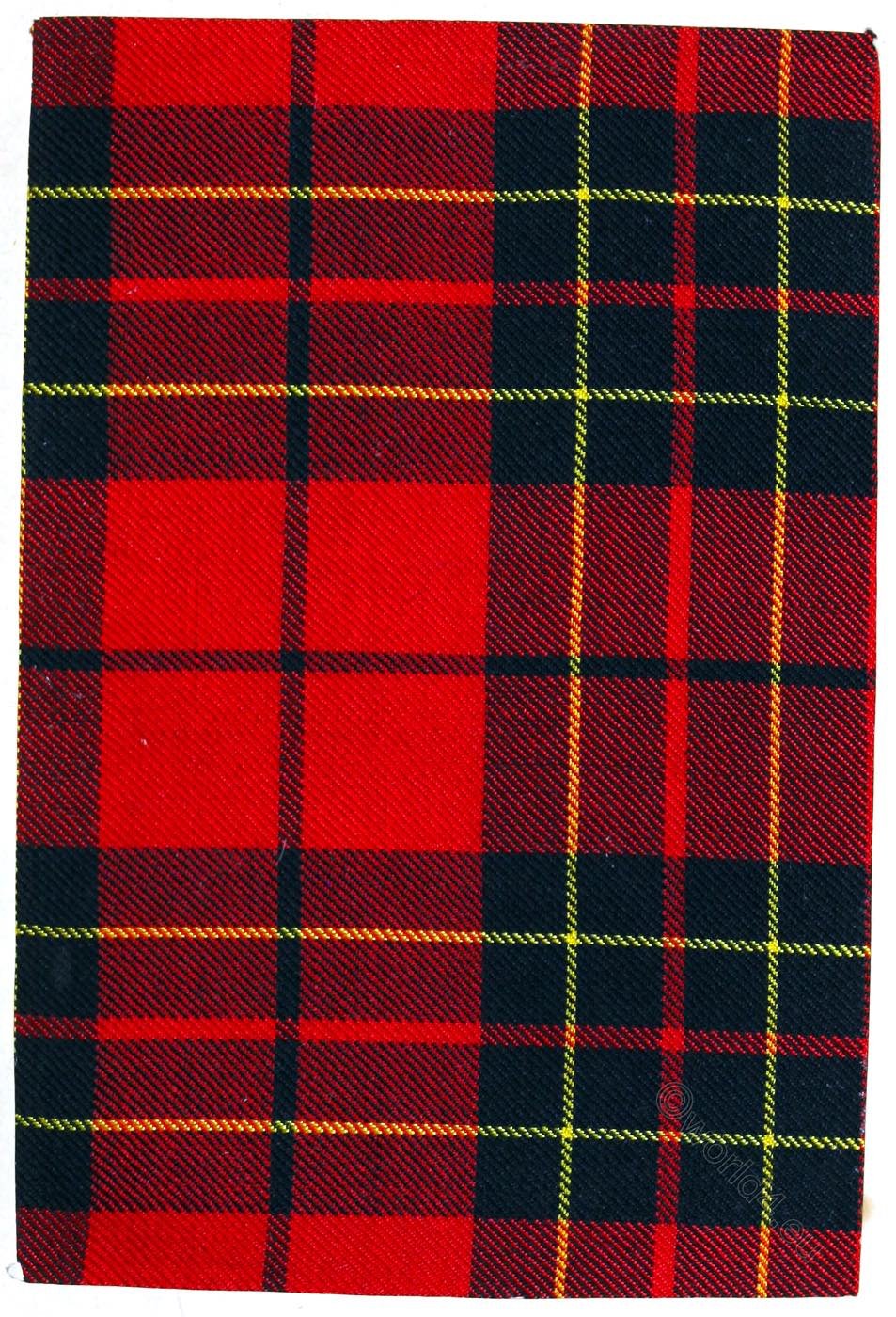 Tartan of Clan Brodie. Red and black check popularly called Rob Roy