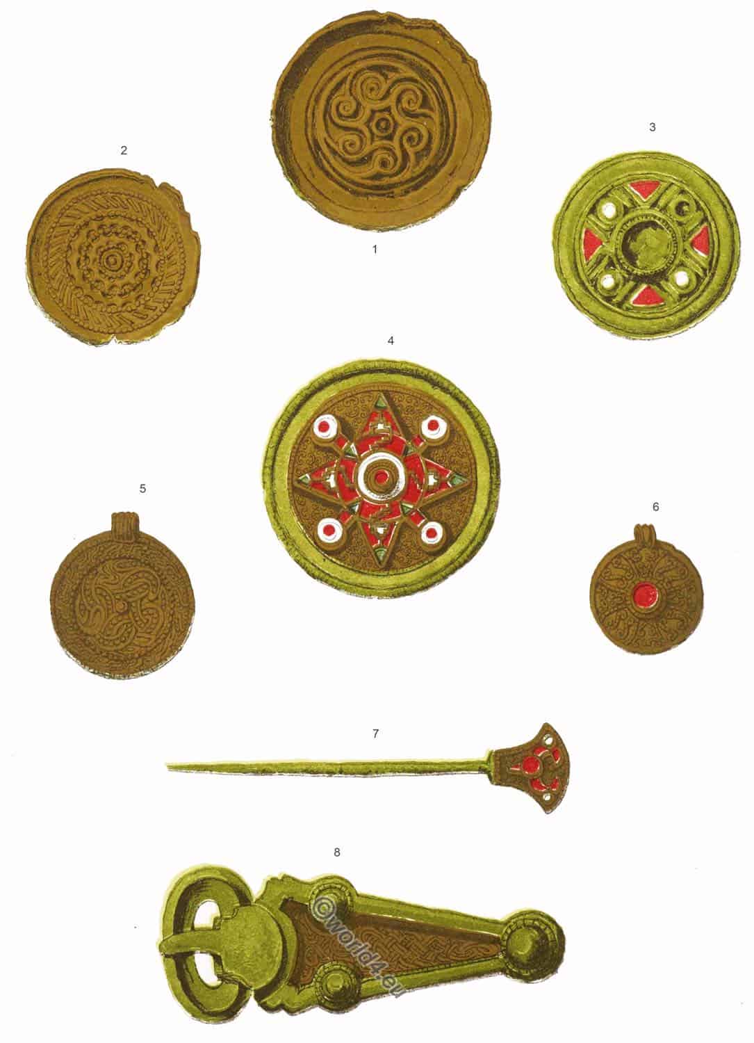 Anglo Saxon, Fibula, Buckle, Pin, ornaments