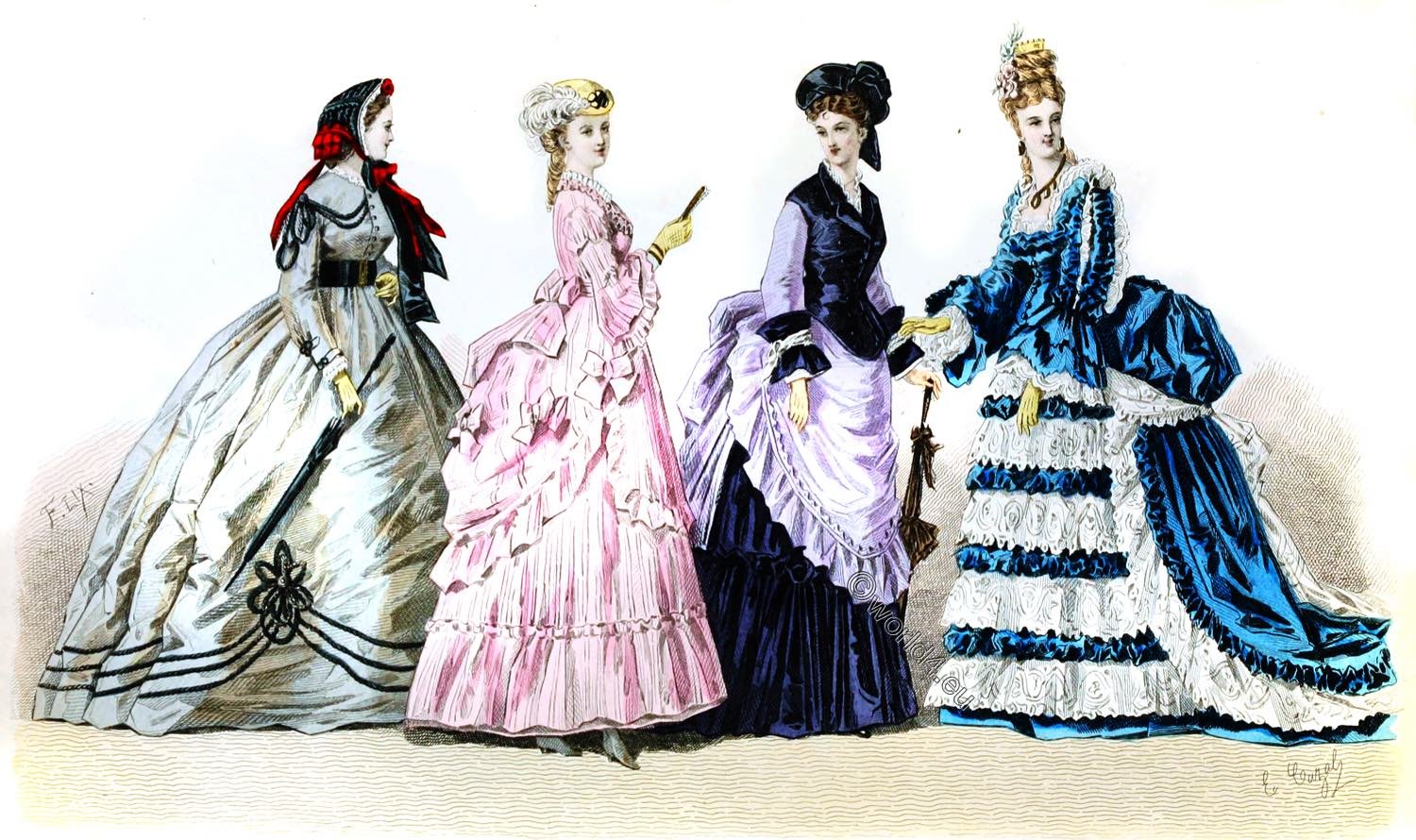 The Fashion of the Crinoline in the Reign of Napoleon III. Empire français.