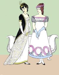 Empire Romantic period. Formal evening wear. Party dress.